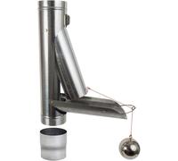 Clapet de récupération d'eau de pluie en zinc, automatique avec flotteur, DN 80, incluant un adaptateur. Clapet de raccordement pour gouttière, avec bille, pour le remplissage de cuves de récupération