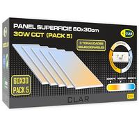 CLAR - Panneau LED 60x30, 30W, CCT Température de Couleur Réglable, Dalle LED, Plaque LED (Pack 5)