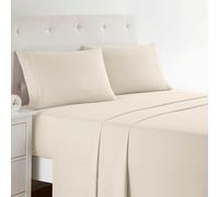 Clara Clark Ensemble Parure de lit de Luxe de la Collection Premier 1800 en Microfibre à 3 Lignes, Beige Cream, Queen Size