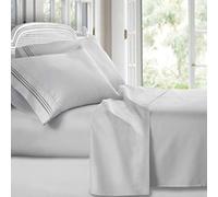 Clara Clark Ensemble Parure de lit de Luxe de la Collection Premier 1800 en Microfibre à 3 Lignes, Gris argenté, King Size