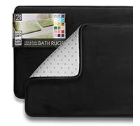 Clara Clark Lot de 2 Tapis de Salle de Bain en Velours et Mousse à mémoire de Forme pour Salle de Bain - Antidérapants, Dos en PVC, lavables - Séchage Rapide - Noir