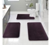 Clara Clark Lot de 3 Tapis de Salle de Bain en Velours et Mousse à mémoire de Forme pour Salle de Bain - Antidérapants, Dos en PVC, lavables - Séchage Rapide - Violet