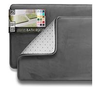 Clara Clark Tapis de Bain Ultra Doux, antidérapant et Absorbant, en Velours et Mousse à mémoire de Forme, 43,2 x 61 cm, 50,8 x 81,3 cm, Gris
