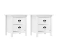 Clarence* 2 pcs Tables de chevet - Table de Lit/Armoire de rangement Hill Blanc 46x35x49 5 cm Bois pin solide &Europ8306745