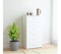 Clarence* Buffet - Bahut Meuble de rangement,avec 6 tiroirs,Blanc 50x34x96 cm ,Bois d'ingénierie &Europ5993618