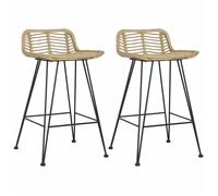 Clarence* Ensemble de 2 Chaises de bar relaxation - Tabouret Haut rotin Naturel &Europ4040752