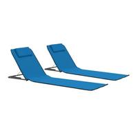 Clarence* Ensemble de 2 Chaises - Transat de relaxation,Tapis de plage pliables Acier et tissu Bleu &Europ5389075