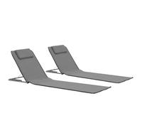 Clarence* Ensemble de 2 Chaises - Transat de relaxation,Tapis de plage pliables Acier et tissu Gris &Europ2330947