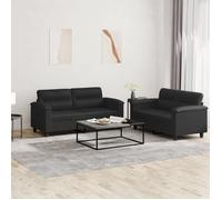 CLARENCE® Ensemble de canapés 2 pièces - Sofa Set - 4-6 personnes - avec coussins Noir Similicuir LL88