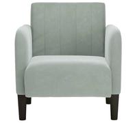 CLARENCE® Fauteuil simple - Chaise-Canapé - pour salon/chambre/bureau - avec accoudoirs gris clair 54 cm velours LV5187