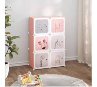CLARENCE® Grande Armoire Haute de Rangement pour enfants avec 6 cubes Rose PP LL301