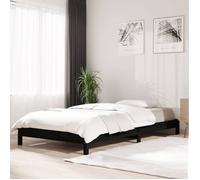 CLARENCE® Lit 1 PLACE/ Lit empilable - Pour adulte/enfant - sans matelas - noir 80x200 cm - bois massif de pin LV12671