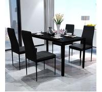 Clarence* Set de 1 Table + 4 chaises - SOLOMON - Ensemble de table pour salle à manger cinq pièces noir &Europ1502055