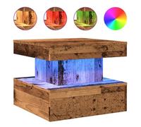 CLARENCE® Table basse - Petite Table d'appoint - avec lumières LED vieux bois 50x50x40 cm ll3348