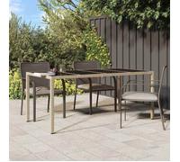 CLARENCE® Table de Jardin/Terrasse - 2/4 personnes - pour repas - Beige 190x90x75 cm - Poly rotin LV212