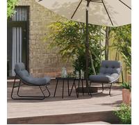 Clarence - TOP*Siège/ Chaises Relaxante - aspect unique -s de Jardin 2 pcs avec Coussin Noir 60x80x71 cm Acier EU5935