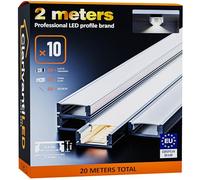 ClarivantiLED 2m×10 Profilé Aluminium LED Rail avec Diffuseur Goulotte et Profile Alu pour Ruban LED Profilé en U pour Installation Facile Support LED Couvercle Blanc Embouts et Clips Montage