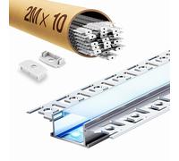 ClarivantiLED Profilé LED Encastrable 2m,Profilé alu pour ruban avec diffuseur LED, compatible avec bandes jusqu'à 20mm-Rail en aluminium pour une lumière uniforme (SP44, 10 pièces (total 20 m))
