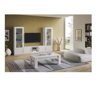 Ensemble Salon Complet Laqué Blanc Meuble TV et Vitrines avec Leds + Table Basse - CLARK - ALTOBUY Blanc G