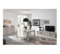 CLARK - Ensemble Salon Séjour Effet Marbre Meuble TV + Buffet + Table 190cm