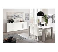 Ensemble Séjour Blanc et Marbre Table 190cm + Buffet 4 Portes - CLARK - ALTOBUY Blanc G
