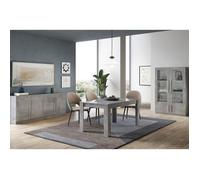 Ensemble Séjour Complet Effet Marbre Table 190cm + Buffet + Vitrine avec Leds - CLARK - ALTOBUY Gris G