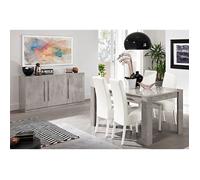 Ensemble Séjour Effet Marbre Table 190cm + Buffet 3 Portes - CLARK - ALTOBUY Gris G