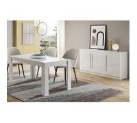Ensemble Séjour Laqué Blanc Table 160cm + Buffet 3 Portes - CLARK - ALTOBUY Blanc G