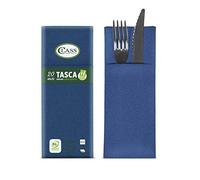 Class C4032TA-152-PEFC Airlaid Serviette Poche Porte-Couverts, Papier, Bleu, 40 x 32 x 0,8 cm, 20 unités