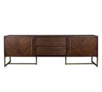 CLASS LOW - Meuble TV en bois et laiton Marron foncé