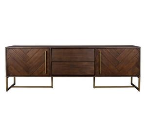 CLASS LOW - Meuble TV en bois et laiton Marron foncé