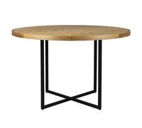 CLASS - Table de repas ronde en bois clair et acier noir D 120 Marron clair