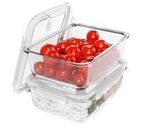 Classbach® Boîtes de Préparation de Repas avec Couvercle en Verre, Ensemble de 2 Récipients en Verre avec Couvercle Adaptés au Lave-vaisselle, au Micro-ondes et au Four, 2x 1040ml, C-FHD 4024 G