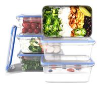 Classbach® Ensemble de 6 boîtes plastique polyvalentes 1L pour congeler, chauffer, stocker & transporter. Fermeture 4 clics sécurisée. Étanches. - C-FHD 4023 K
