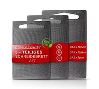 classbach® set di 3 taglieri in plastica, lavabili in lavastoviglie, tagliere da cucina con canale per il succo senza BPA in plastica PP, adatto agli alimenti, aspetto marmo grigio chiaro