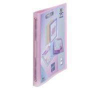 Classeur 4 anneaux plastique Viquel A4 personnalisable dos 2,5 cm rose translucide