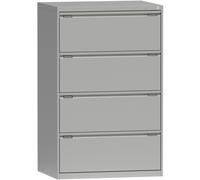 Classeur 4 tiroirs - Meuble de classement métal compatible dossiers suspendus - L. 80 x H. 132 cm - Gris
