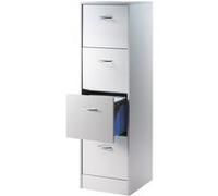 Classeur 4 Tiroirs pour 100 Dossiers Suspendus L 41,4 H 140,4 P 44 cm - Aluminium - L 41.4 x l 44 x H 140 cm Blanc G