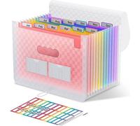 classeur à 12 compartiments avec organiseur mensuel extensible - Rose A4