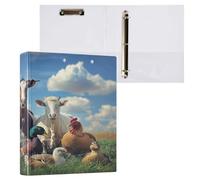 Classeur à 3 anneaux pour animaux de la ferme, cheval, vache, mouton, canard, 3,8 cm, 3 anneaux décoratifs avec 3 poches intérieures, classeur à anneaux en D pour le travail, l'école, le bureau