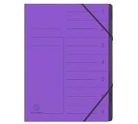 Classeur à anneaux - 7 compartiments A4, carton Colorspan violet. Lot de 10 pièces