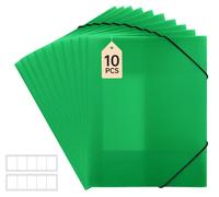 Classeur à anneaux A4, format carte, 10 pièces, avec fermeture élastique en coin, couverture en plastique PP, robuste et durable, classeur pour documents A4, couleur verte