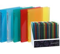 Exacompta - Réf. 54498E - Carton de 20 classeurs semi-rigides PP Crystal - 2 anneaux rond 20 mm - Dos 30 mm - Dimensions extérieures : 32 x 25 cm - Format à classer A4 - Assortis