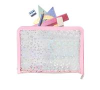 Classeur à anneaux transparent, organiseur rechargeable pour rangement de cartes, avec fermeture éclair dans les poches, pour étudiants, bureau scolaire et gestionnaire de projets, 25 x 18 x 3
