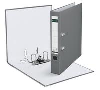 Classeur à levier Leitz, format 180°, en plastique, couleur grise, dimensions : 31,8 cm, 5,5 cm, 28,5 cm