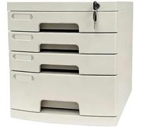 Classeur à Plat, SystèMe de Rangement de Bureau avec Tiroirs en Plastique Verrouillables, éTiquette Vierge et 2 à 14 Tiroirs(Medium (4 Layers))