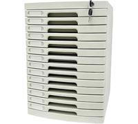 Classeur à Plat, SystèMe de Rangement de Bureau avec Tiroirs en Plastique Verrouillables, éTiquette Vierge et 2 à 14 Tiroirs(Large (14 Layers))