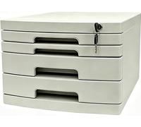 Classeur à Plat, SystèMe de Rangement de Bureau avec Tiroirs en Plastique Verrouillables, éTiquette Vierge et 2 à 14 Tiroirs(Small (4 Layers))