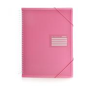 Classeur à pochettes ultra cristal avec spirale 360 et bords renforcés, ID, indicateurs, couverture rigide et fermeture à élastiques. 100 % recyclable by Office Box (rose, A4-60 pochettes)
