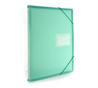 Classeur à pochettes ultra cristal avec spirale 360° et bords renforcés, ID, indicateurs, couverture rigide et fermeture à élastiques. 100 % recyclable by Office Box (turquoise, A4-40 pochettes)